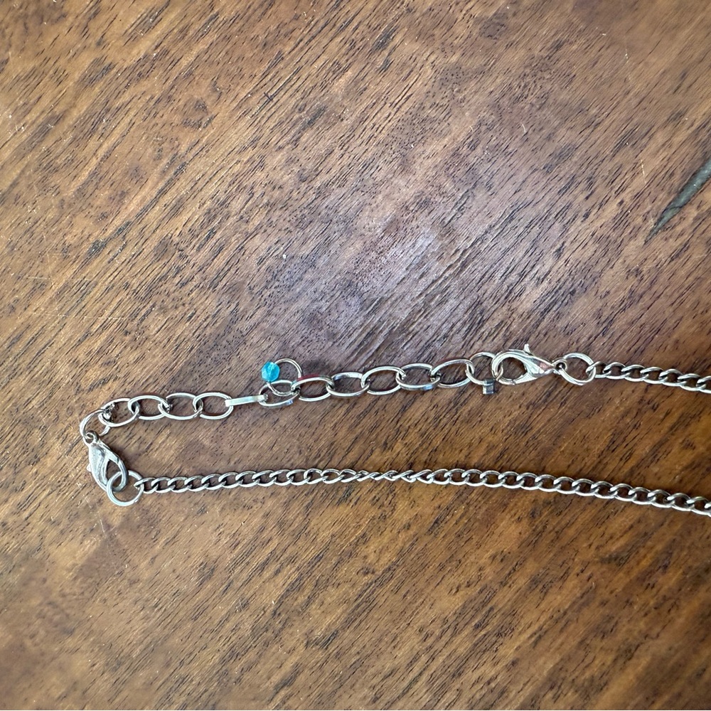 Silver and Turquoise Owl Pendant‎ Necklace - Picture 3 of 7